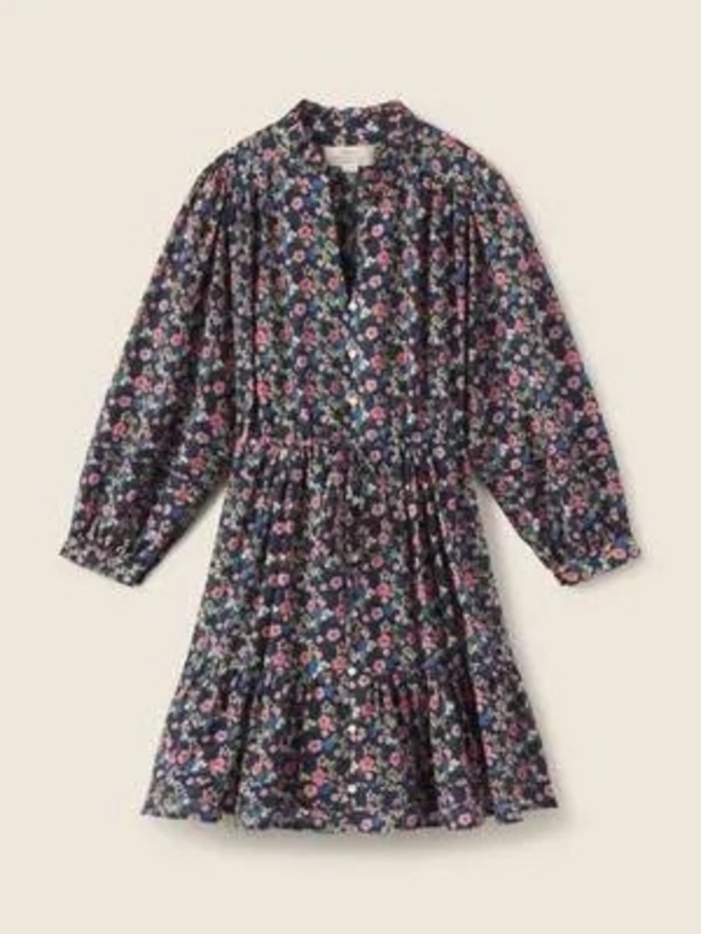 Yulia Rolling Hills Navy Floral Tie Waist Buttondown Shirtdress XS with Pockets